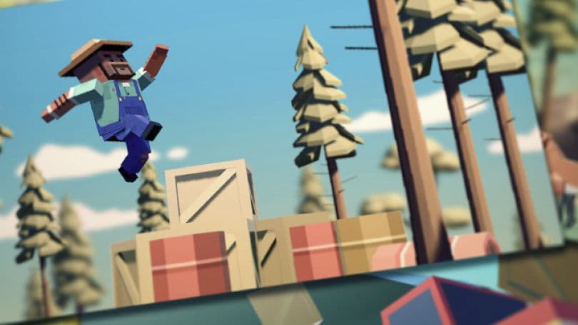 3D 박셀 농부 점프 게임 인터페이스