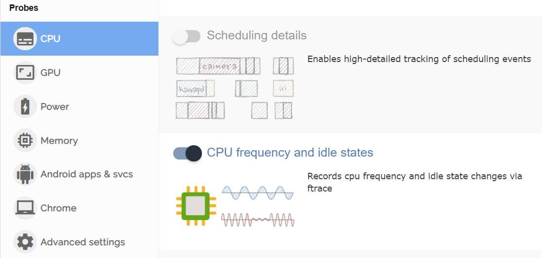 Monitor CPU frequency and idle states with tools such as FTrace or Perfetto to help identify the results of frame budget allowance optimizations.