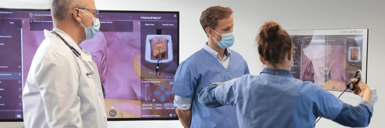 Mixed reality surgical training with the VirtaMed LaparoS simulator