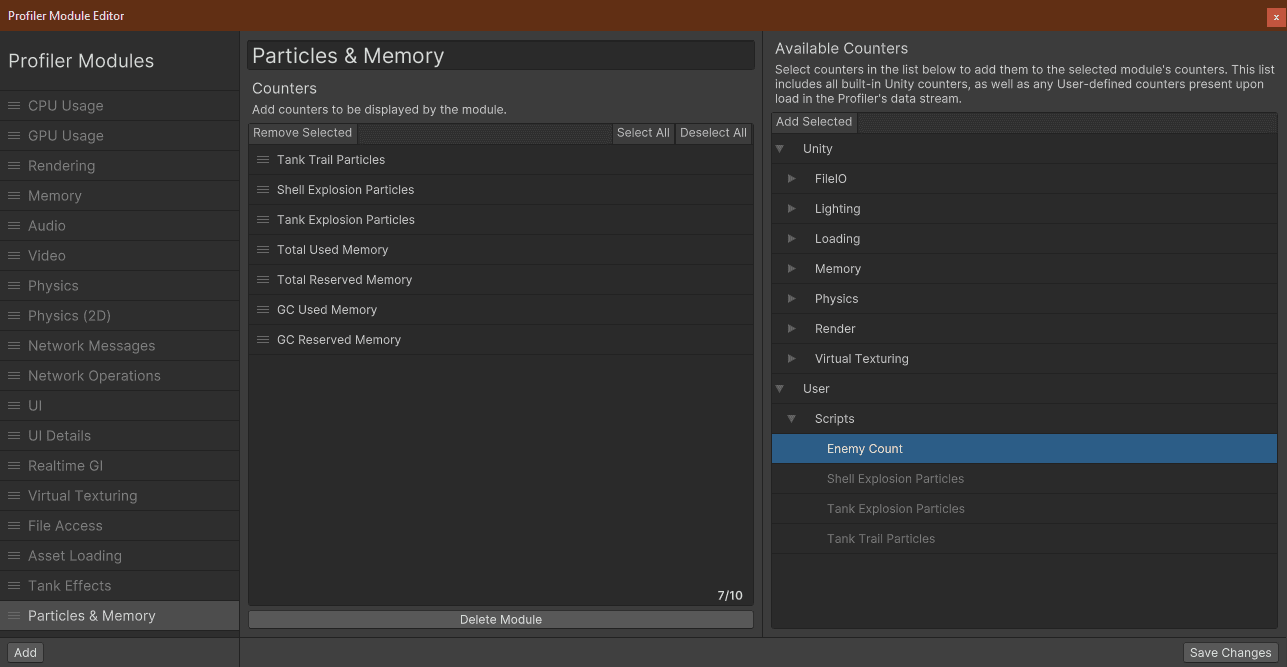 Profiler Module Editor