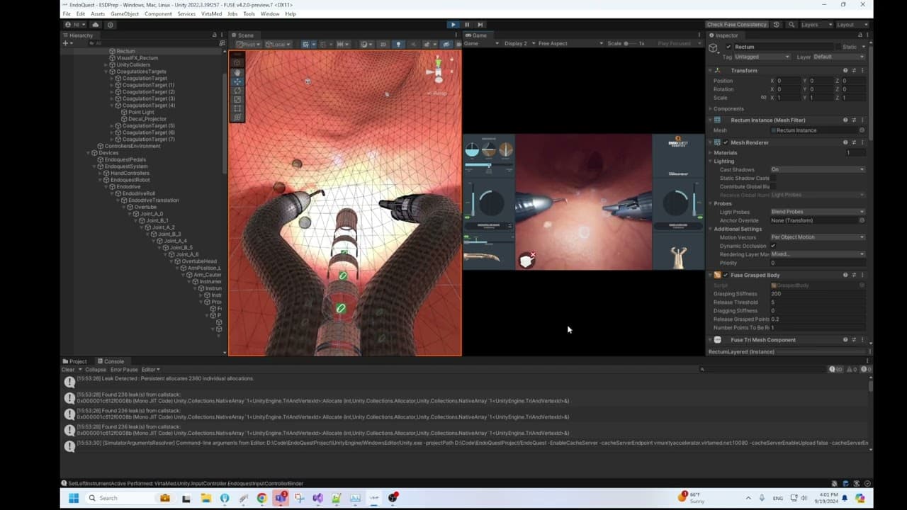 VR surgical robotic training from VirtaMed (in-Editor footage)