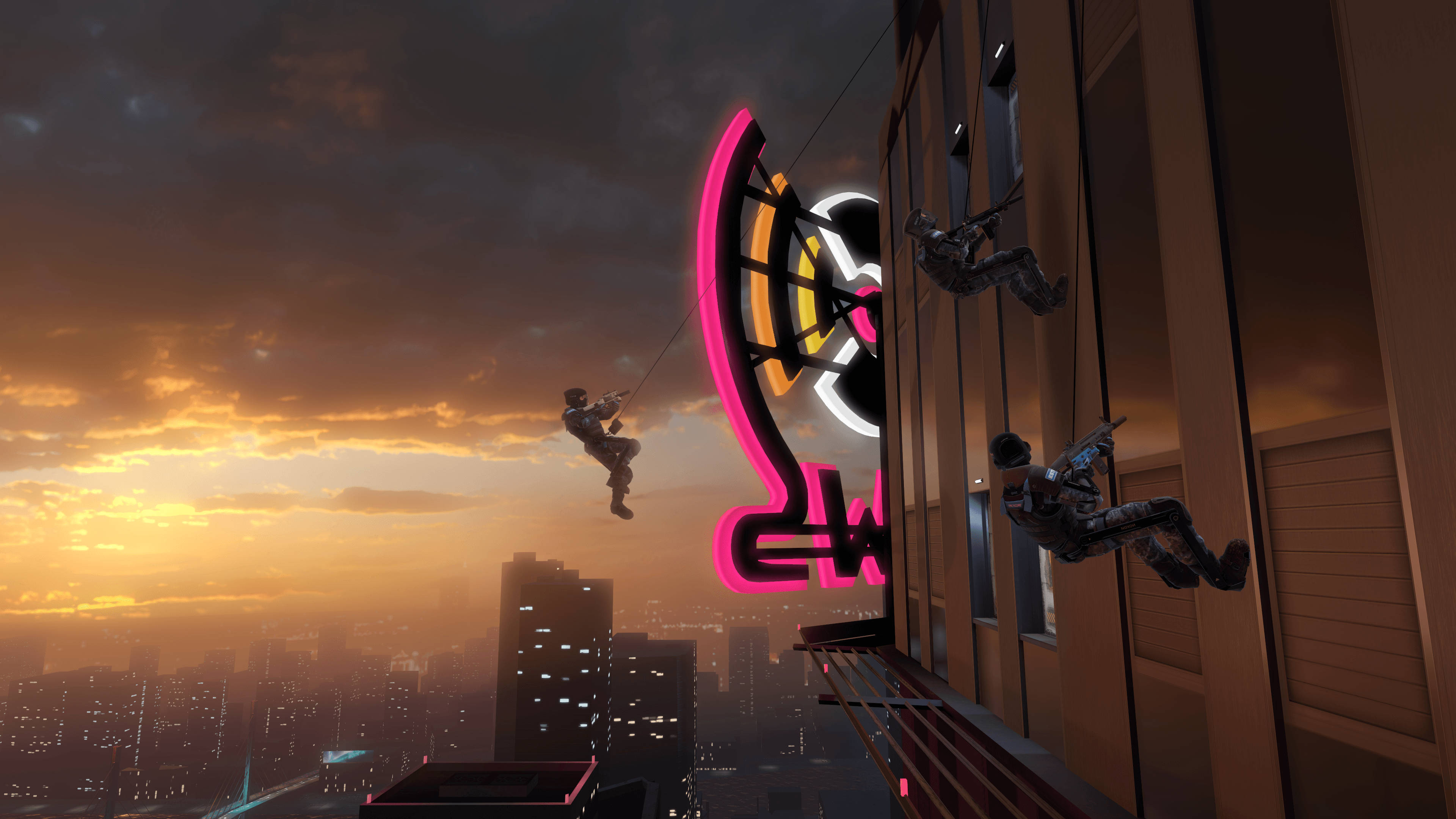 Players rappel down the face of an urban building in Breachers, by Triangle Factory